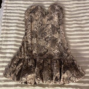 Snake Print Strapless Dress